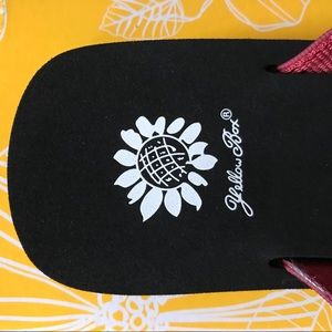 yellow box elephant flip flops